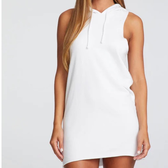 Chaser Dresses Chaser Cotton Fleece Hi Low Sleeveless Hoodie Dress